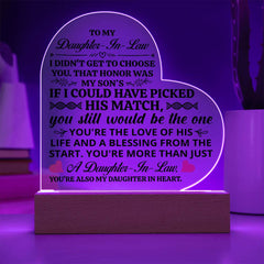 To My Daughter-in-Law Honor – Acrylic Heart Plaque